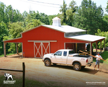 Metal building used on a farm.